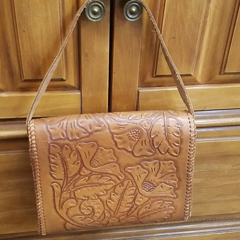 1950's vintage tooled leather purse - Picture 2 of 4